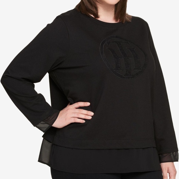 Tommy Hilfiger Plus Layered-Look Cotton Sweater - Picture 1 of 2
